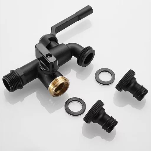 Robinet de grădină QHENS 1/2 inch - Alamă neagră, cu ieșire dublă, rezistent la calcar, rezistent la îngheț, design durabil pentru irigare și curățare
