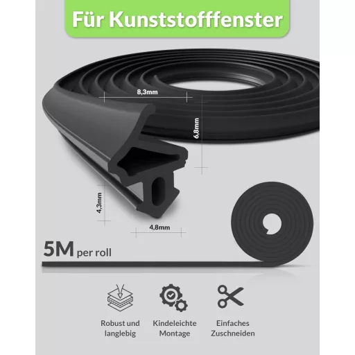 RELAWI Garnitură etanșare ferestre și uși TPE 5m cu izolare fonică și termică