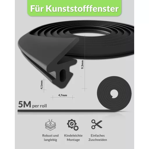 RELAWI Garnitură de etanșare pentru ferestre și uși, TPE, 5m, fonoizolantă, pentru izolare termică