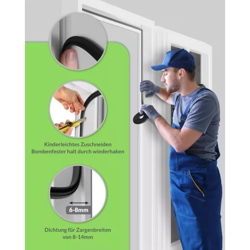 RELAWI Garnitură de etanșare pentru ferestre și uși, TPE, 5m, fonoizolantă, pentru izolare termică