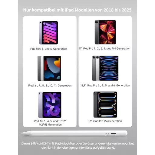 MEKO Stylus Toll Apple iPad 2018-2025 Modellekhez - Gyorstöltés, Tenyérérzékelés és Dőlésérzékenység - iPad Pro/Air/Mini Kompatibilis