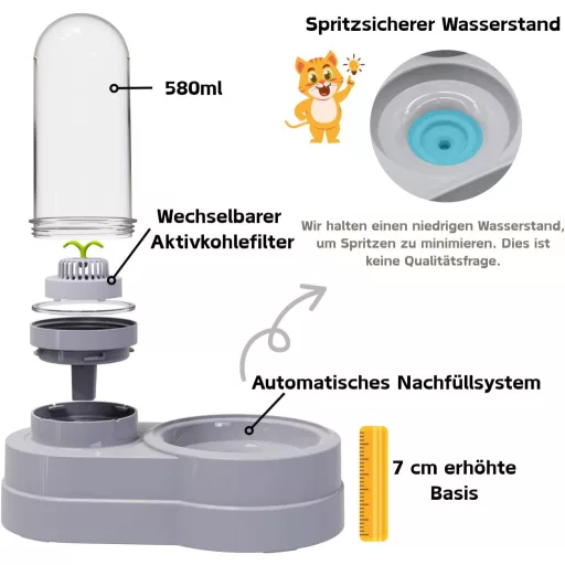 Septillar 580 ml automatický dávkovač vody pre mačky a psy s filtrom
