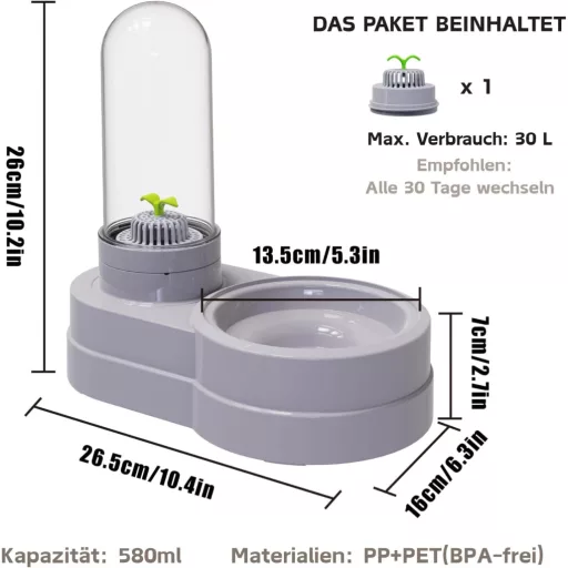 Septillar 580 ml automatický dávkovač vody pre mačky a psy s filtrom