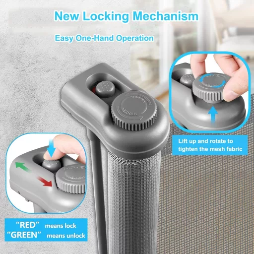 WodonDirect Biztonsági Ajtórács - Széles, Kihúzható Gyerek és Kutyakapu, 300 cm Széles, 86 cm Magas, Lépcsőhöz, Ajtóhoz, Folyosóhoz, Kültérr
