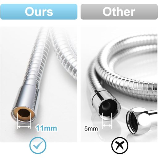 Furtun de duș OFFO 1,5m din oțel inoxidabil cu orificiu de 11mm, presiune înaltă, universal