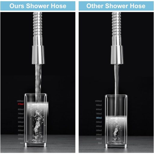 Furtun de duș OFFO 1,5m din oțel inoxidabil cu orificiu de 11mm, presiune înaltă, universal