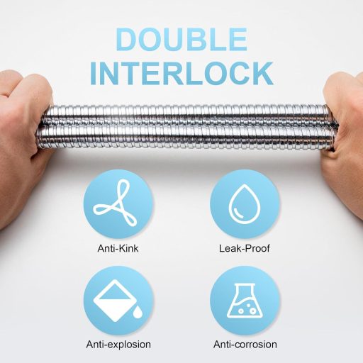 Furtun de duș OFFO 1,5m din oțel inoxidabil cu orificiu de 11mm, presiune înaltă, universal