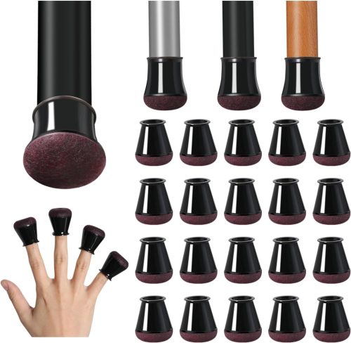 YOZON 20 db Szilikon Széklábvédő Sapka - Filc Csúsztatók Keményfa, Laminált és Csempe Padlóhoz - Fekete Kerek Bútorvédő (14-20 mm)