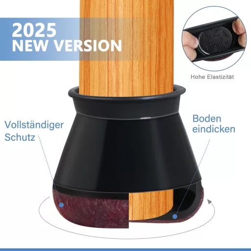 YOZON 20 db Fekete Szilikon Székláb Védő - Nagy Méretű Padlóvédő Sapka Filc Betéttel, 30-40 mm Átmérőjű Kerek Bútorlábakhoz