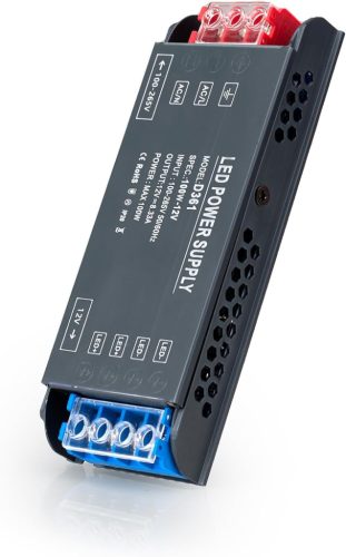Transformator LED BRIMETI 12V 100W - Alimentator compact 8,3A, Convertor AC 230V-DC 12V pentru bandă, lampă, iluminat exterior, protecție la supraîncălzire