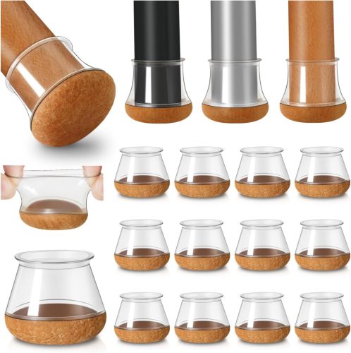 YOZON 20 db Szilikon Székláb Védő Filcpárnával - Átlátszó, Kerek Bútorvédő Sapka Fa Padlóhoz, 30-40 mm Átmérőjű Lábakhoz, Csúszásgátló