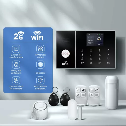 LWOHSI Vezeték nélküli riasztórendszer GSM/WiFi 120dB szirénával
