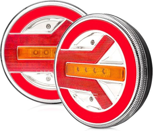AOJO 2 bucăți Lămpi Spate Rotunde cu LED 12V/24V - Omologate E, Impermeabile, Universale pentru Remorcă
