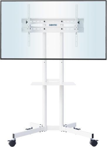 BONTEC TV állvány görgőkkel, 32-85" képernyőkhöz, 60kg-ig, fehér