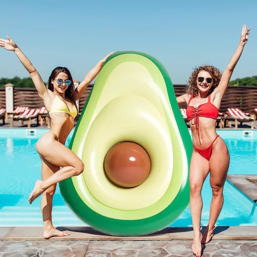 Colac Gonflabil Uriaș în Formă de Avocado LATERN 165cm, pentru Piscină, Plajă și Petreceri, Saltea Gonflabilă