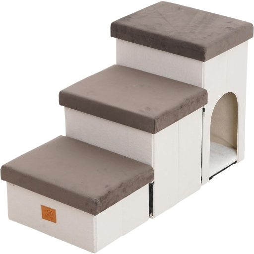 Arkyomi 3 lépcsős kutyalépcsõ tárolóval, 44 cm magas, macskáknak és idõs kutyáknak
