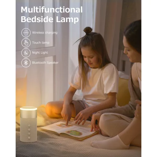 Bluetooth reproduktor COLSUR s bezdrôtovou nabíjačkou a nočným svetlom 2 v 1