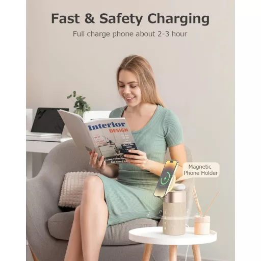 COLSUR Bluetooth hangszóró vezeték nélküli töltővel és éjszakai fénnyel 2 az 1-ben