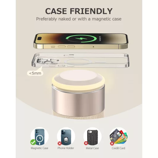 COLSUR Bluetooth hangszóró vezeték nélküli töltővel és éjszakai fénnyel 2 az 1-ben