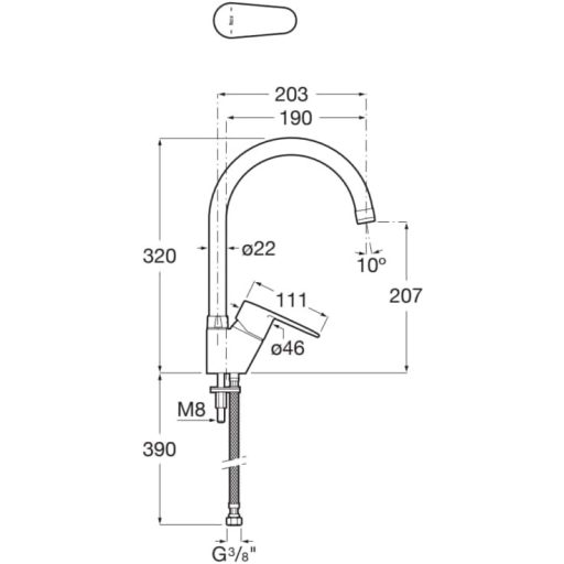 Roca Victoria Plus Krom Kuhinjska Miješalica - Jednoručna Miješalica za Sudoper od Mesinga, s Rotirajućim Izljevom, Bočna Ručka