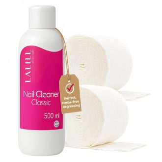   LALILL Odmasťovač nechtov Set 1000ml - Čistiaca tekutina na umelé nechty s 1000 ks buničinových vatových tampónov pre gélové laky a hybridné nechty