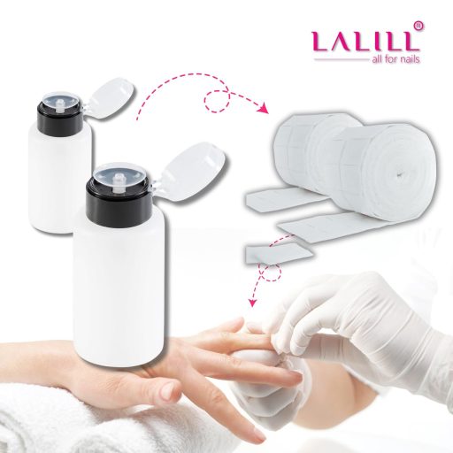 Set Degresant Unghii LALILL 1000ml - Lichid de Curățare Unghii Artificiale cu 1000 Bucăți Dischete Celulozice, pentru Gel Lac și Unghii Hibrid