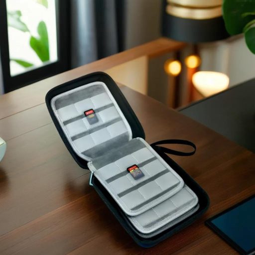 DBCOAST Puzdro na hry pre Nintendo Switch - Priehľadný obal na 72 herných kariet - Odolný materiál EVA - Sivé