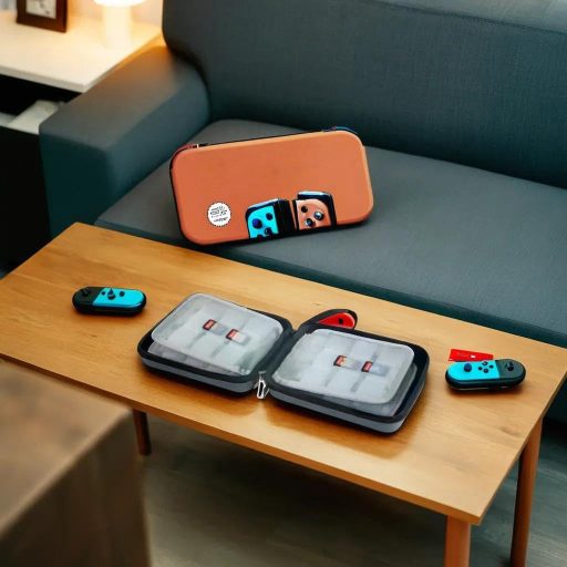 DBCOAST Puzdro na hry pre Nintendo Switch - Priehľadný obal na 72 herných kariet - Odolný materiál EVA - Sivé