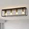 Lampa de tavan FORCOSO cu 4 becuri - Metal Negru, Stil Industrial Vintage, Corp de iluminat cu Cage, Soclu E27 - Living, Dormitor, Bucătărie, Hol