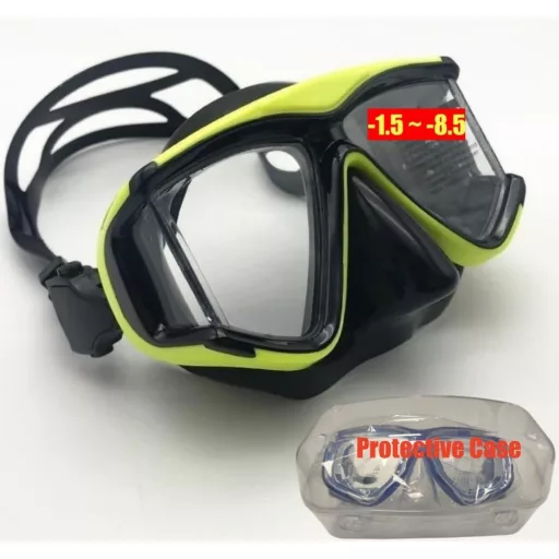 YEESAM -3,5 dioptriás búvármaszk széles látómezővel, gyermek és felnőtt snorkling szemüveg