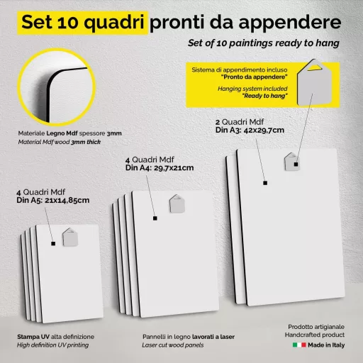 Giallobus Banksy 10 részes falikép szett MDF fából, többrészes dekoráció, falra szerelhető