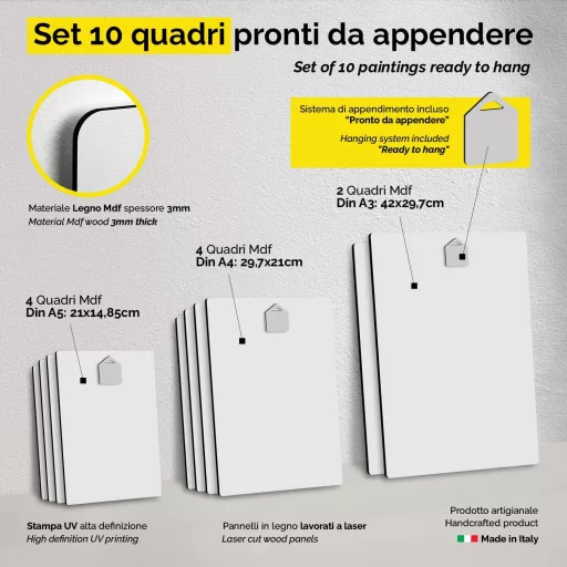 Giallobus Banksy 10 részes falikép szett MDF fából, többrészes dekoráció, falra szerelhető