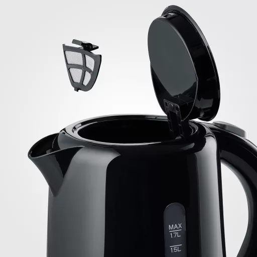 SEVERIN 1,7 literes vízforraló fekete, 2200W, kompakt, vízkőszűrő