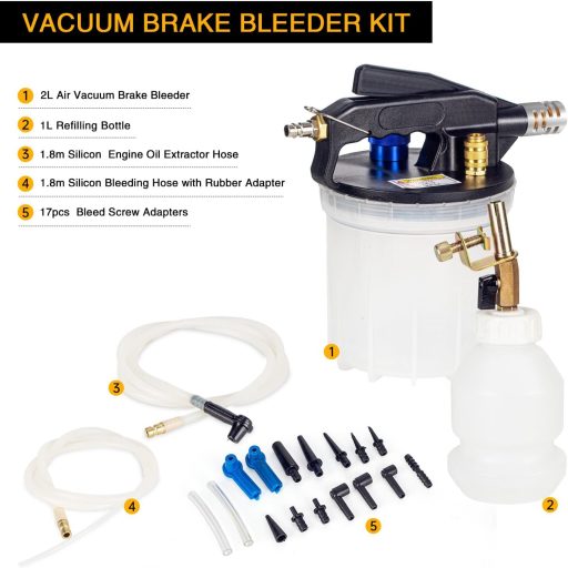 GOTLUCK Féktöltő Légnyomásos 2L Fékvédelem Szilikon Csővel és Adapter Készlet