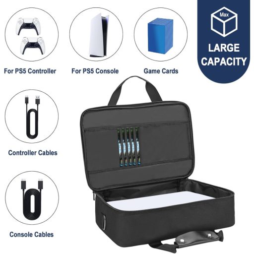 HUIJUTCHEN PS5 hordtáska vízálló kék konzol és kontroller tárolóhoz