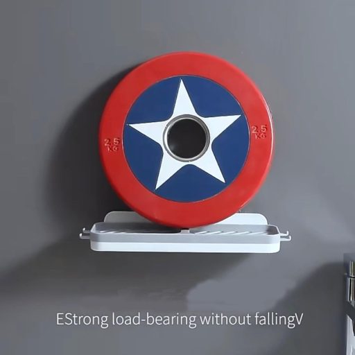 Tăviță Săpun RCQD cu Drenaj - Suport de Săpun pentru Baie și Bucătărie Fără Găurire, Plastic Gri, Montare pe Perete, Sistem de Drenare