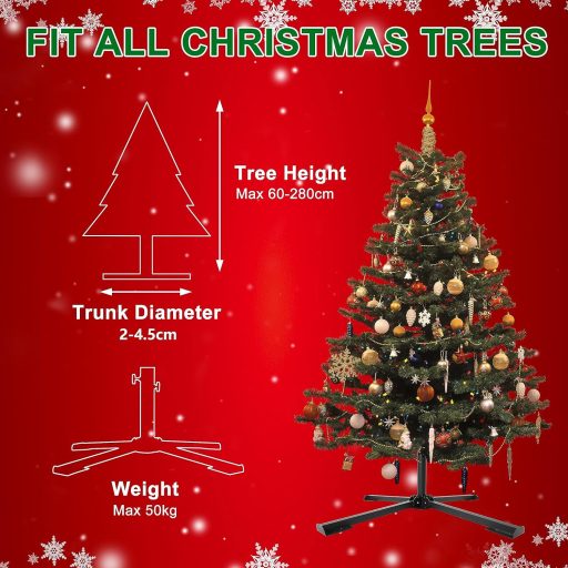 SYITCUN Fém Karácsonyfa Állvány Összecsukható 60-280 cm Univerzális Tartó 50 kg