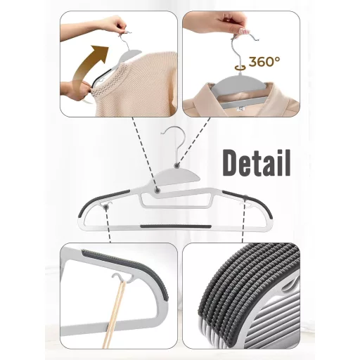 HOUSE DAY 50 ks sivých ramienok na šaty s protišmykovým pogumovaným pásikom