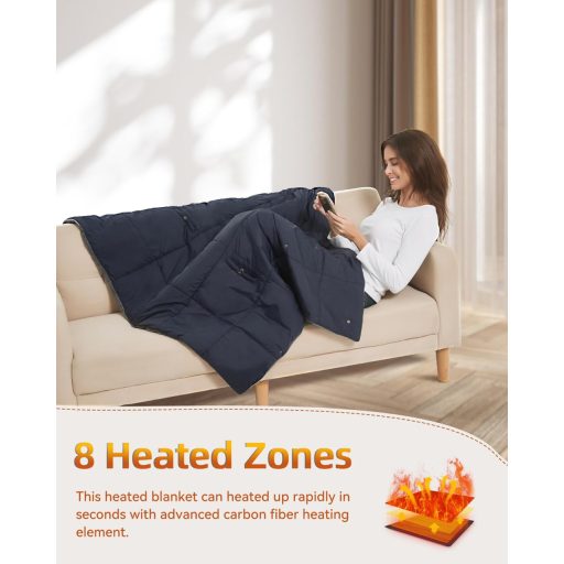 FERNIDA Elektromos Melegítő Takaró Akkumulátoros 7.4V Vezeték Nélküli Fűthető Kendő Otthon Iroda Utazás Túrázás Kék