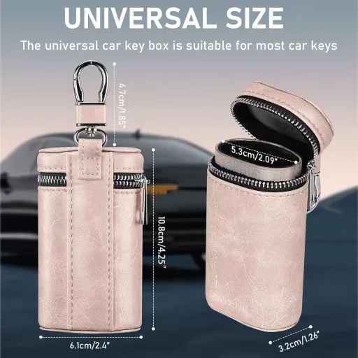 MOLSHINE Autókulcs Faraday Táska RFID Védelemmel Rózsaszín Bőr Keyless Go Blokkoló