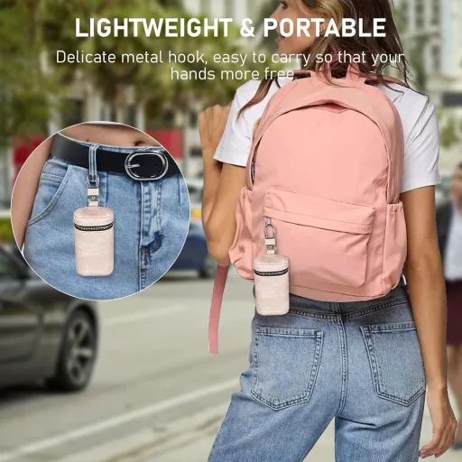 MOLSHINE Autókulcs Faraday Táska RFID Védelemmel Rózsaszín Bőr Keyless Go Blokkoló