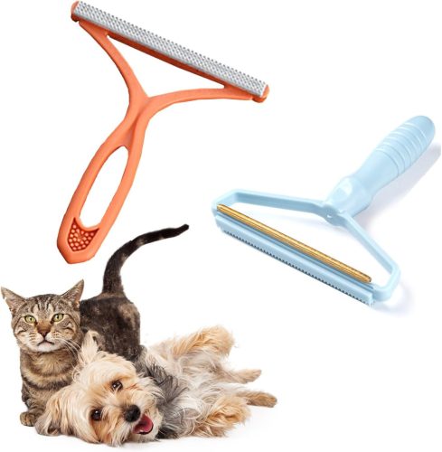 KOBOKO Perie Magică de Îndepărtat Părul de Animale - Set 2 bucăți, Dublă Față, Portabilă (Roz, Albastru)