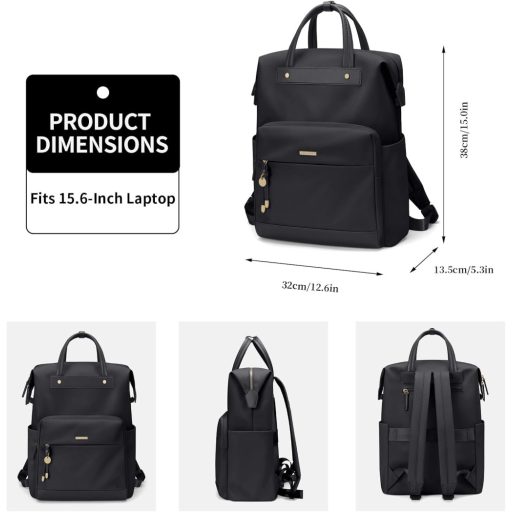 GOLF QUALITY Uniszex Laptop Hátizsák 15.6" Iskolai Utazási Munkahátizsák Fekete