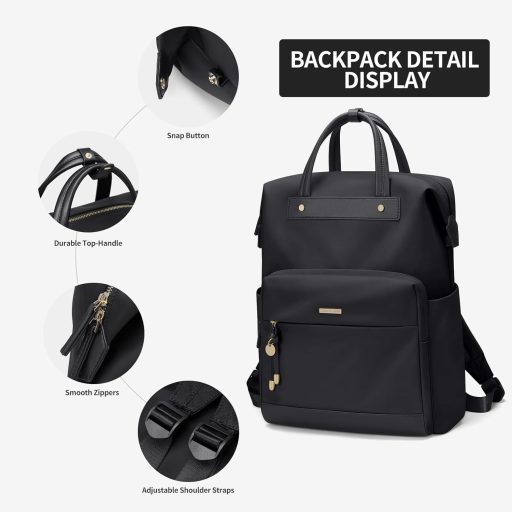 Rucsac Laptop Unisex GOLF QUALITY 15.6" pentru Școală, Călătorii și Birou, Negru