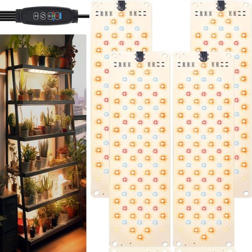 Lampa LED pentru plante EWITTTI cu Spectru Complet - 316 LED-uri, Timer 3/9/12 Ore, 10 Nivele de Luminozitate, Aluminiu, pentru Cultivarea Plantelor la Interior, 4 Panouri