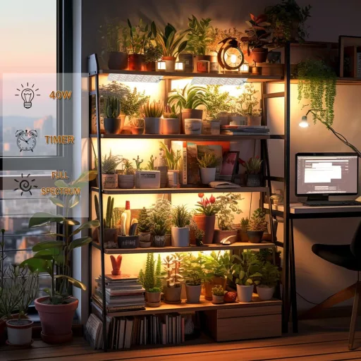 Lampa LED pentru plante EWITTTI cu Spectru Complet - 316 LED-uri, Timer 3/9/12 Ore, 10 Nivele de Luminozitate, Aluminiu, pentru Cultivarea Plantelor la Interior, 4 Panouri