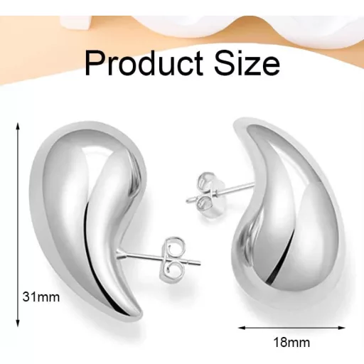 Aucuu 18K Aranyozott Vízcseppes Fülbevalók - Hipoallergén Vastag Karika Fülbevaló Nőknek és Lányoknak - Divatos Ékszer Ajándékba