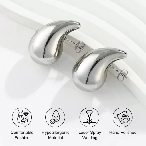 Aucuu 18K Aranyozott Vízcseppes Fülbevalók - Hipoallergén Vastag Karika Fülbevaló Nőknek és Lányoknak - Divatos Ékszer Ajándékba