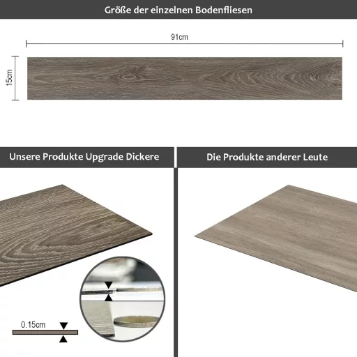 Homease pardoseală PVC autoadezivă, plăci vinil impermeabile, aspect lemn, 91x15 cm, 72 buc
