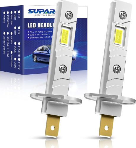 Becuri LED auto SUPAREE H1, 20000LM, lumină albă 6500K, fără ventilator, set de 2 bucăți